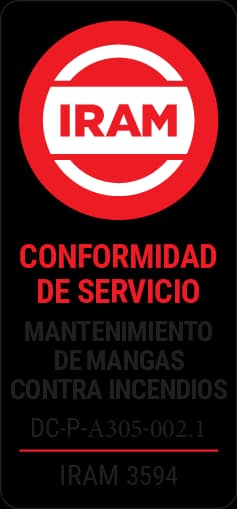 Sello IRAM de Conformidad de Servicio — Mantenimiento de Mangas Contra Incendios — IRAM 3594 — Matrícula DC-P-A305-002.1